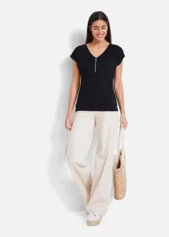 Sale Shirt mit Reißverschluss, Kurzarm Damen Shirts & Tops|Nachhaltigere Materialien