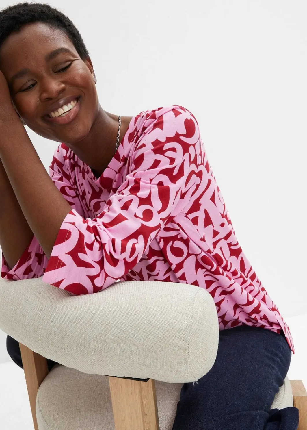 Online Shirt mit Rundhals-Ausschnitt, ¾-Arm Damen Shirts & Tops|Nachhaltigere Materialien