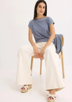Online Shirt mit Satinpasse Damen Shirts & Tops