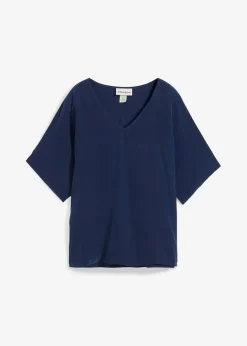 Shirt mit Seidenanteil und Webeinsatz Damen Premium|Shirts & Tops