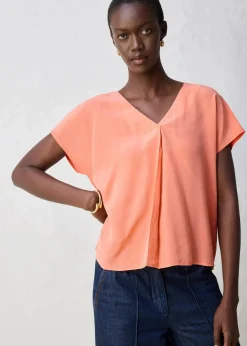 Discount Shirt mit Seidenanteil und Webeinsatz Damen Premium|Shirts & Tops
