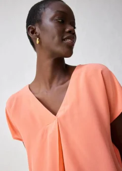 Discount Shirt mit Seidenanteil und Webeinsatz Damen Premium|Shirts & Tops