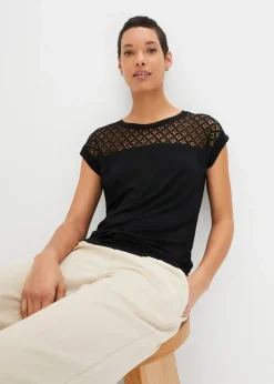 Damen bonprix Nachhaltigere Materialien|Shirts & Tops|Shirt mit Spitze