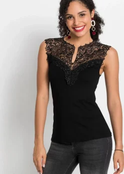 Damen bonprix Nachhaltigere Materialien|Shirts & Tops|Shirt mit Spitze