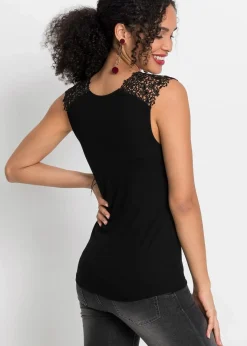Damen bonprix Nachhaltigere Materialien|Shirts & Tops|Shirt mit Spitze