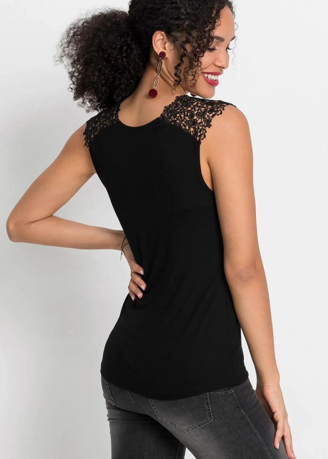 Damen bonprix Nachhaltigere Materialien|Shirts & Tops|Shirt mit Spitze