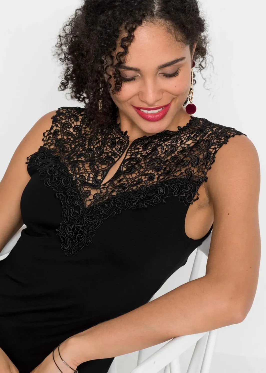 Damen bonprix Nachhaltigere Materialien|Shirts & Tops|Shirt mit Spitze
