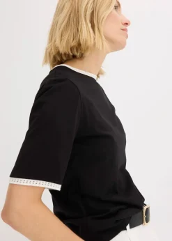 Damen bonprix Shirts & Tops|Shirt mit Spitzenborte