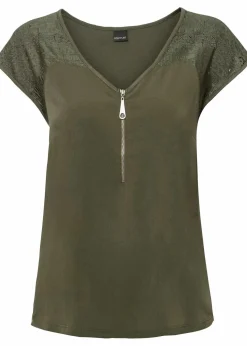 New Shirt mit Spitzeneinsatz Damen Nachhaltigere Materialien|Shirts & Tops
