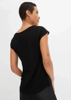 Damen bonprix Nachhaltigere Materialien|Shirts & Tops|Shirt mit Spitzeneinsatz