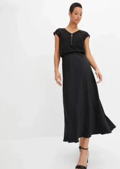 Damen bonprix Nachhaltigere Materialien|Shirts & Tops|Shirt mit Spitzeneinsatz