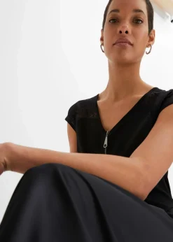 Damen bonprix Nachhaltigere Materialien|Shirts & Tops|Shirt mit Spitzeneinsatz