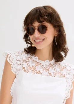 Damen bonprix Shirts & Tops|Shirt mit Spitzeneinsatz