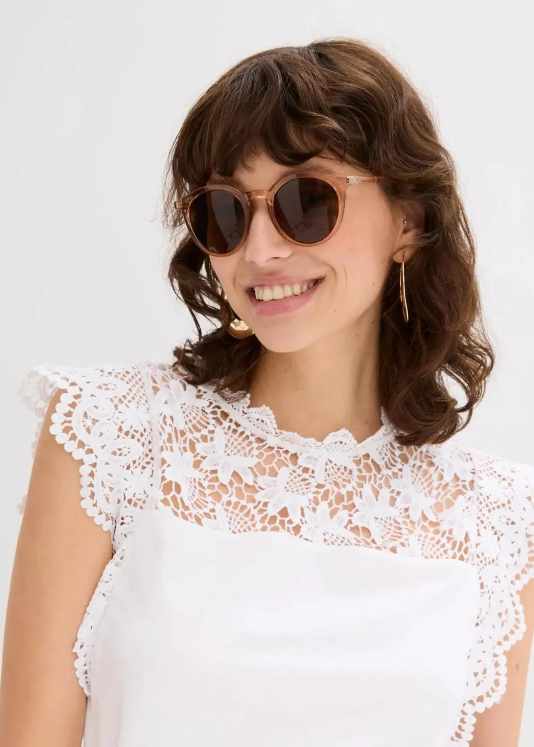 Damen bonprix Shirts & Tops|Shirt mit Spitzeneinsatz