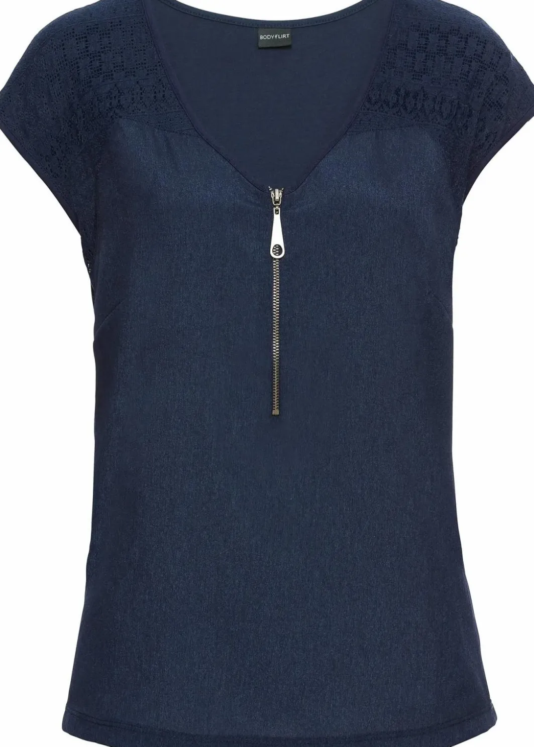 Damen bonprix Shirts & Tops|Nachhaltigere Materialien|Shirt mit Spitzeneinsatz