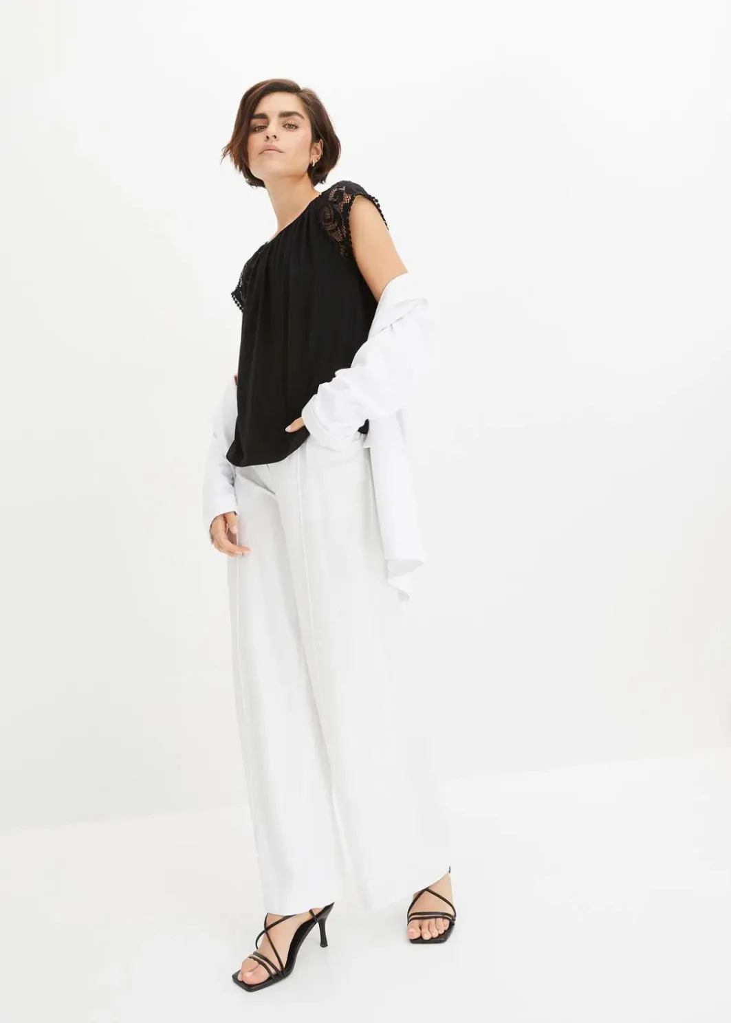 Damen bonprix Shirts & Tops|Nachhaltigere Materialien|Shirt mit Spitzenärmeln