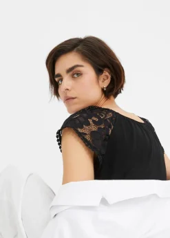 Damen bonprix Shirts & Tops|Nachhaltigere Materialien|Shirt mit Spitzenärmeln