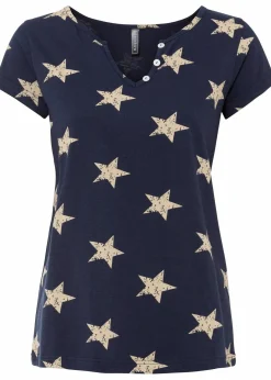 Damen bonprix Nachhaltigere Materialien|Shirts & Tops|Shirt mit Sternen