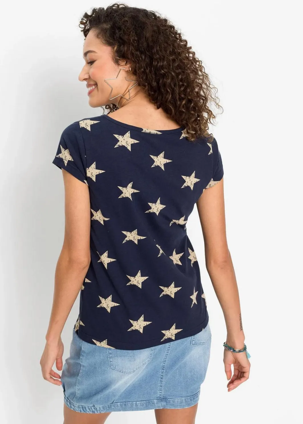 Damen bonprix Nachhaltigere Materialien|Shirts & Tops|Shirt mit Sternen