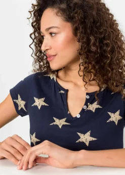 Damen bonprix Nachhaltigere Materialien|Shirts & Tops|Shirt mit Sternen