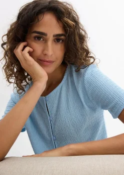 Outlet Shirt mit Struktur und Knopfleiste Damen Shirts & Tops