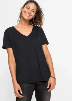 Damen bonprix Shirts & Tops|Basics|Shirt mit V-Ausschnitt