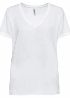 Damen bonprix Bekleidung·Röcke|Nachhaltigere Materialien|Shirt mit V-Ausschnitt