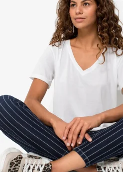 Damen bonprix Bekleidung·Röcke|Nachhaltigere Materialien|Shirt mit V-Ausschnitt
