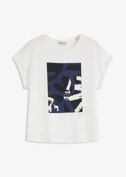 Damen bonprix Shirts & Tops|Shirt mit Viskose und Glitzersteinen
