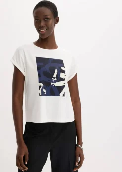 Damen bonprix Shirts & Tops|Shirt mit Viskose und Glitzersteinen