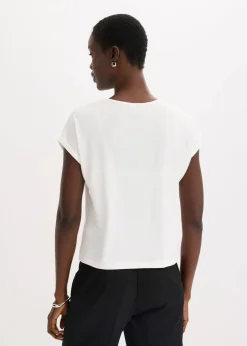 Damen bonprix Shirts & Tops|Shirt mit Viskose und Glitzersteinen