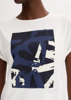 Damen bonprix Shirts & Tops|Shirt mit Viskose und Glitzersteinen