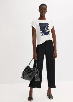 Damen bonprix Shirts & Tops|Shirt mit Viskose und Glitzersteinen