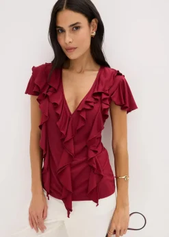 Damen bonprix Shirts & Tops|Shirt mit Volants aus softem Modal-Mix