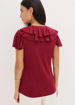 Damen bonprix Shirts & Tops|Shirt mit Volants aus softem Modal-Mix