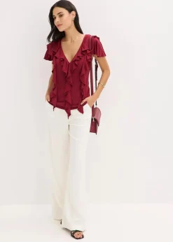 Damen bonprix Shirts & Tops|Shirt mit Volants aus softem Modal-Mix