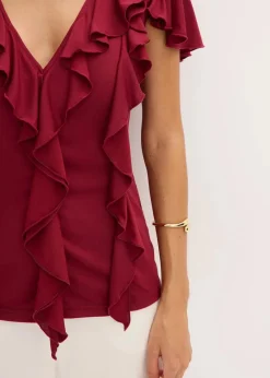 Damen bonprix Shirts & Tops|Shirt mit Volants aus softem Modal-Mix