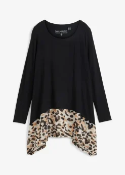 Online Shirtbluse aus Viskose-Mix mit Chiffoneinsatz Damen Shirts & Tops