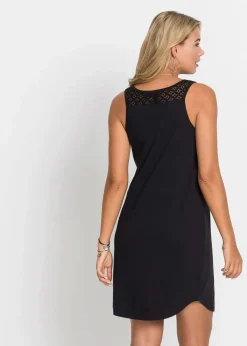 Damen bonprix Kleider|Bekleidung·Pullover & Strickjacken|Shirtkleid aus Baumwolle mit Spitze