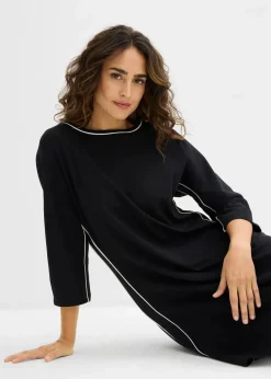 Clearance Shirtkleid aus Bio Bauwolle mit Kontrastpiping Damen Bekleidung·Pullover & Strickjacken|Nachhaltigere Materialien