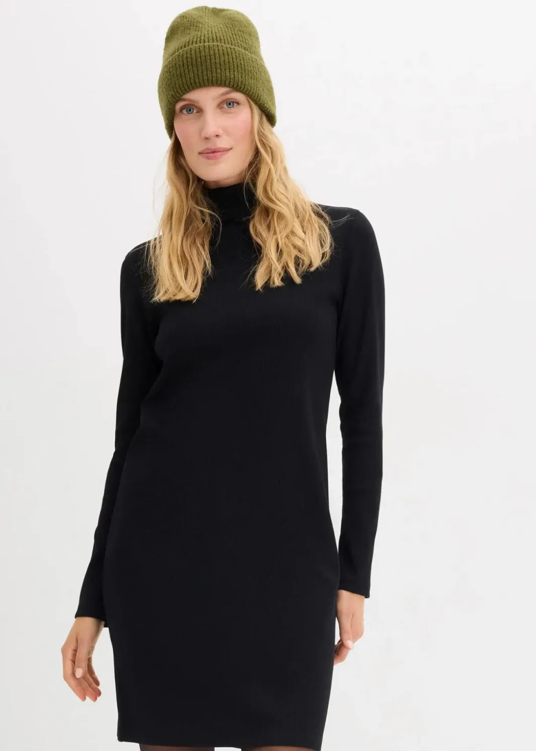 Damen bonprix Kleider|Basics|Shirtkleid aus schwerer elastischer Ripp-Qualität