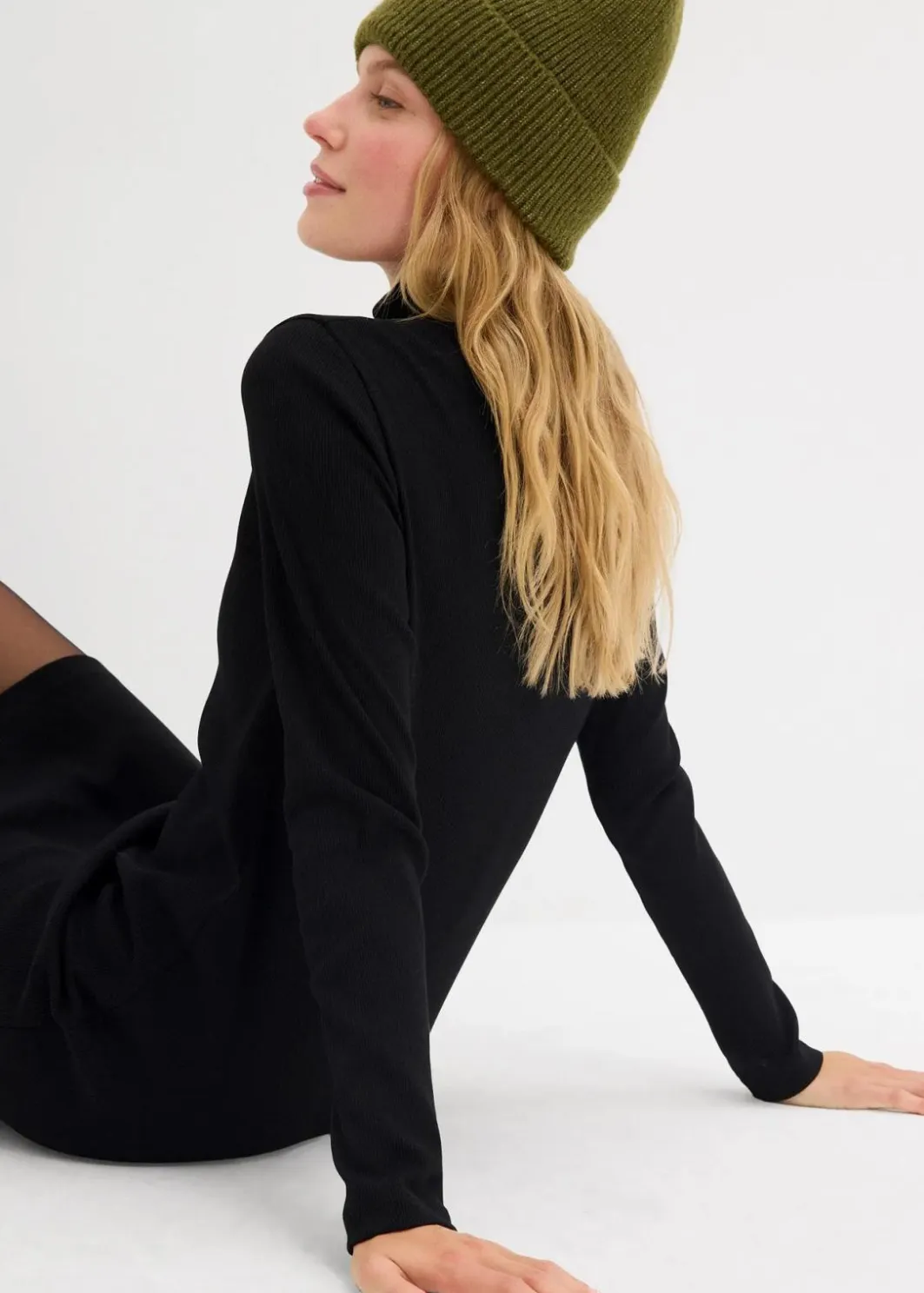 Damen bonprix Kleider|Basics|Shirtkleid aus schwerer elastischer Ripp-Qualität