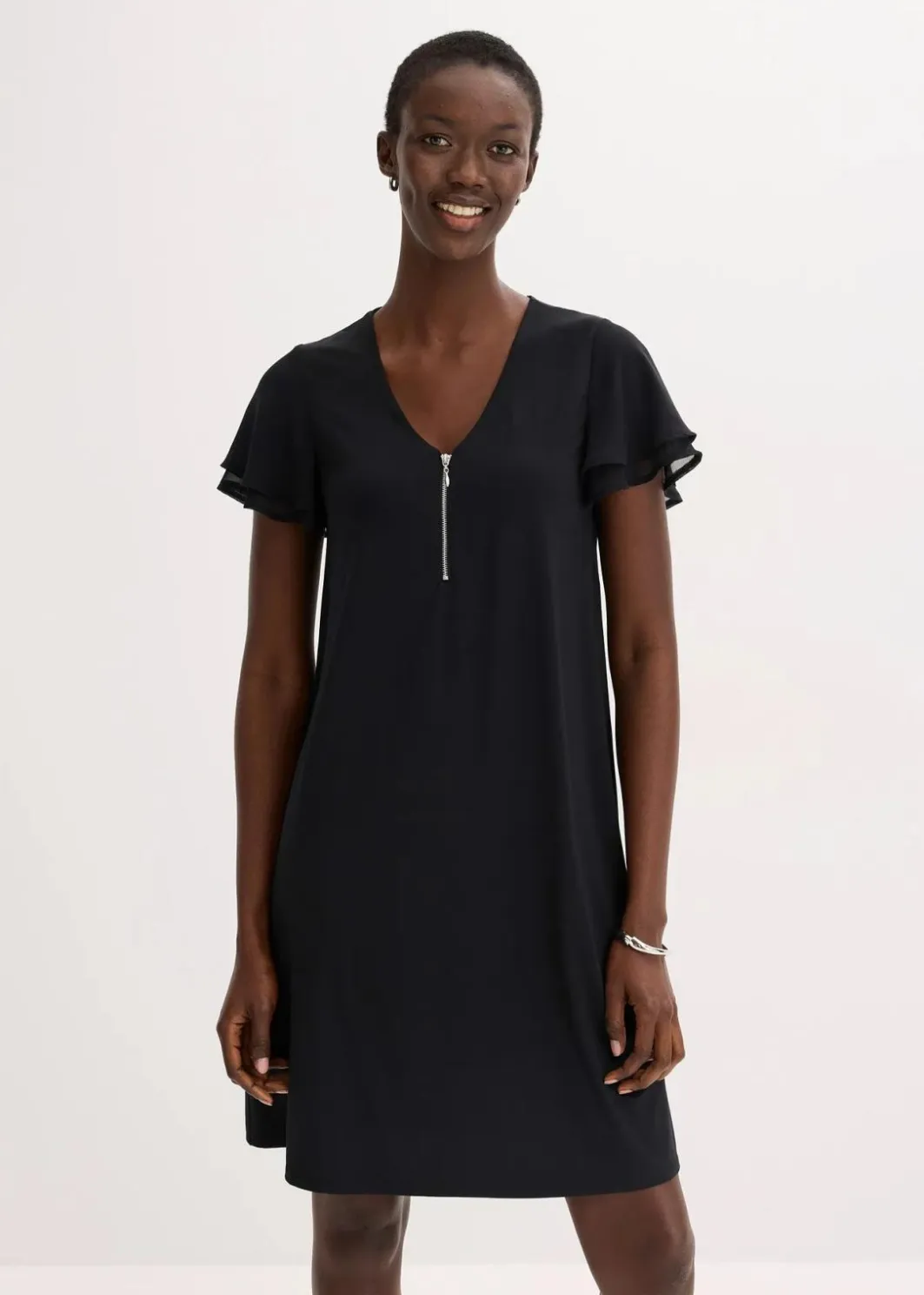 Damen bonprix Kleider|Shirtkleid mit Chiffonärmeln