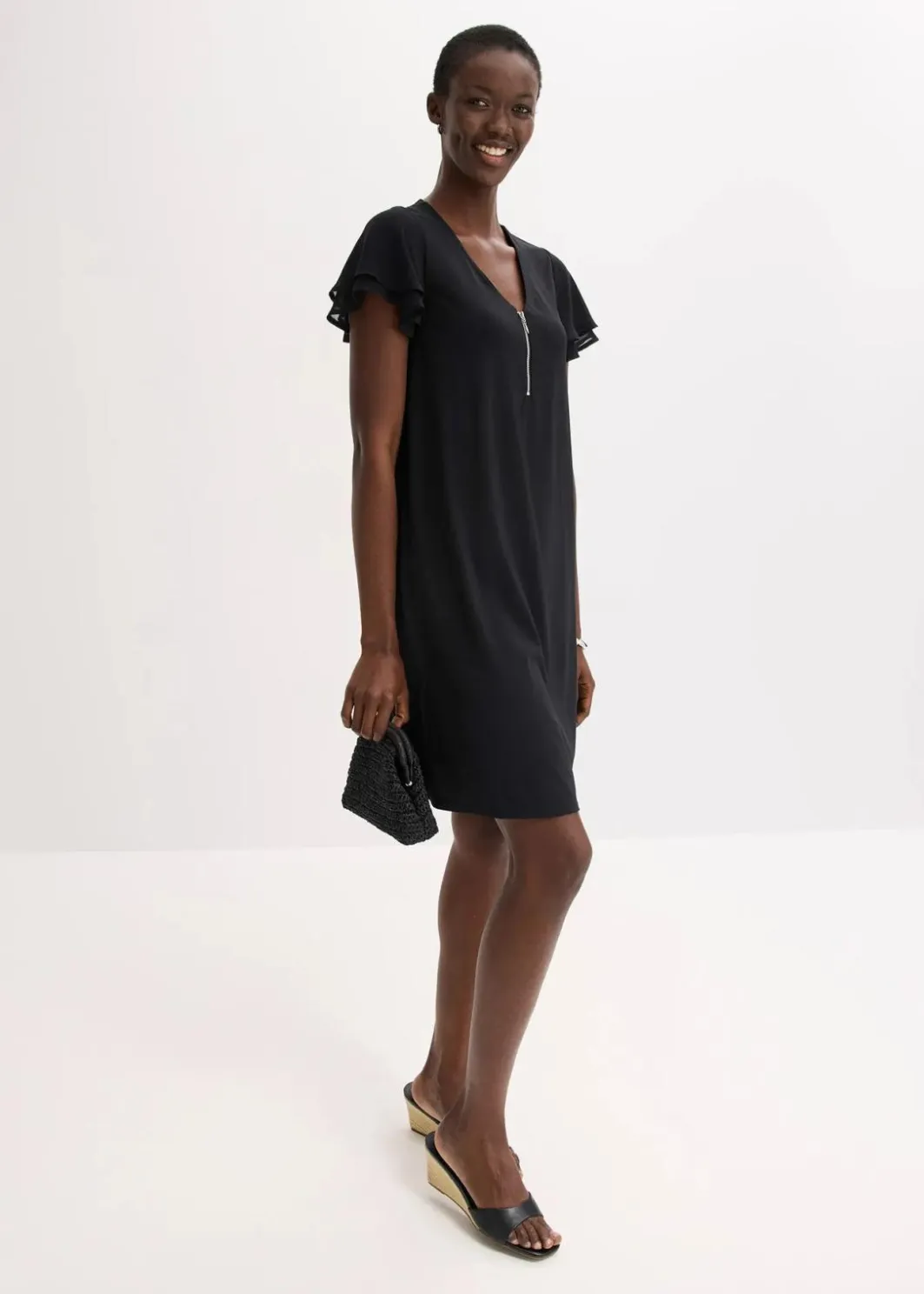 Damen bonprix Kleider|Shirtkleid mit Chiffonärmeln