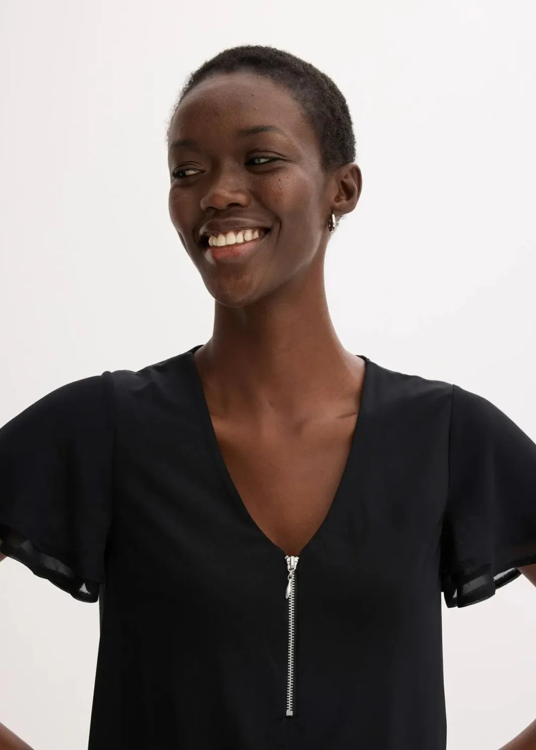 Damen bonprix Kleider|Shirtkleid mit Chiffonärmeln