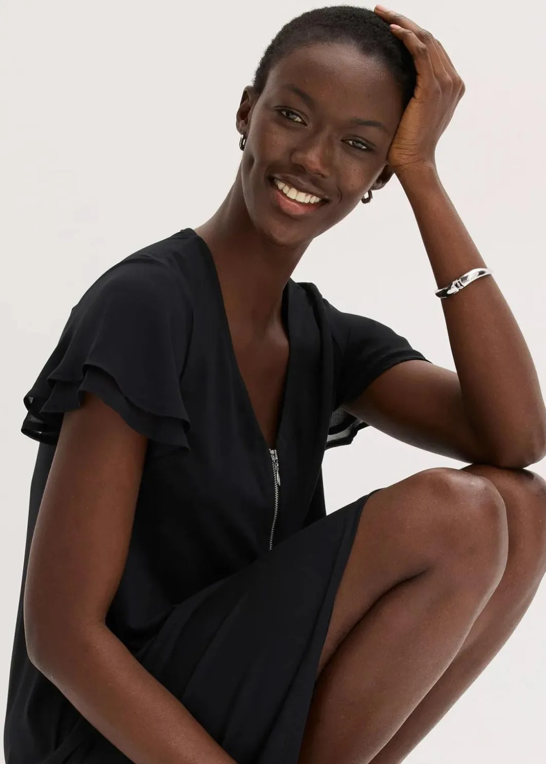 Damen bonprix Kleider|Shirtkleid mit Chiffonärmeln