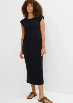 Damen bonprix Bekleidung·Röcke|Bekleidung·Pullover & Strickjacken|Shirtkleid mit Schulterpolstern aus reiner Bio-Baumwolle