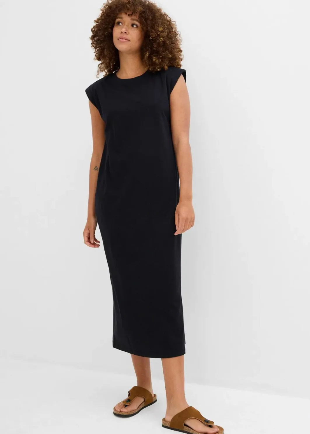 Damen bonprix Bekleidung·Röcke|Bekleidung·Pullover & Strickjacken|Shirtkleid mit Schulterpolstern aus reiner Bio-Baumwolle