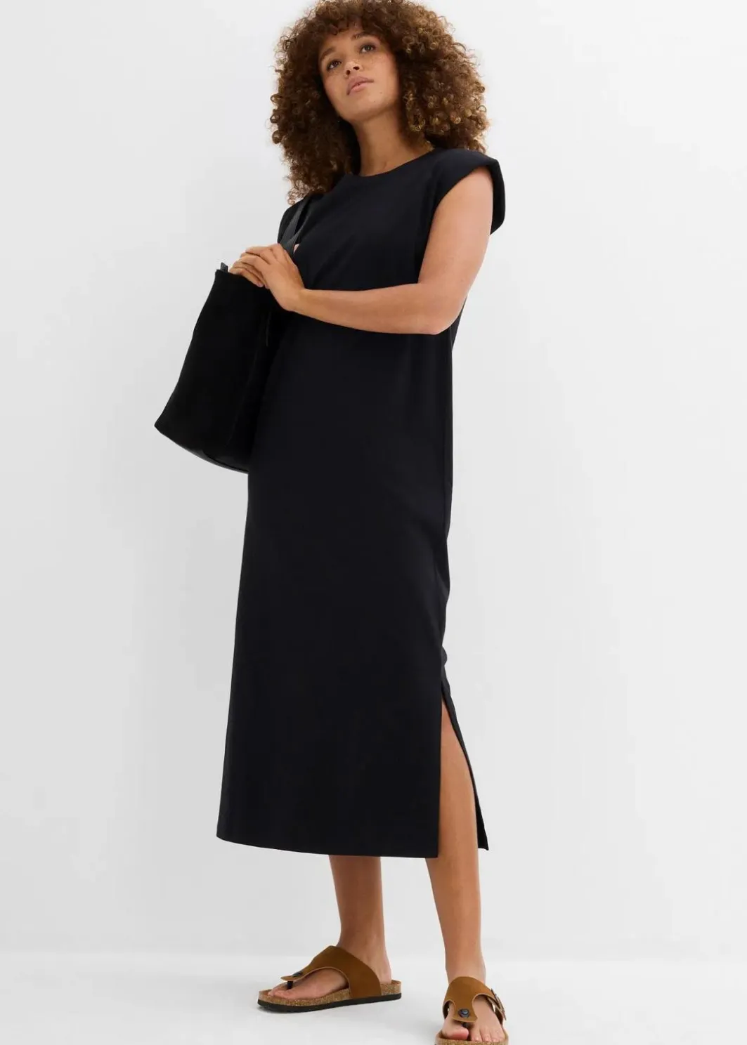 Damen bonprix Bekleidung·Röcke|Bekleidung·Pullover & Strickjacken|Shirtkleid mit Schulterpolstern aus reiner Bio-Baumwolle