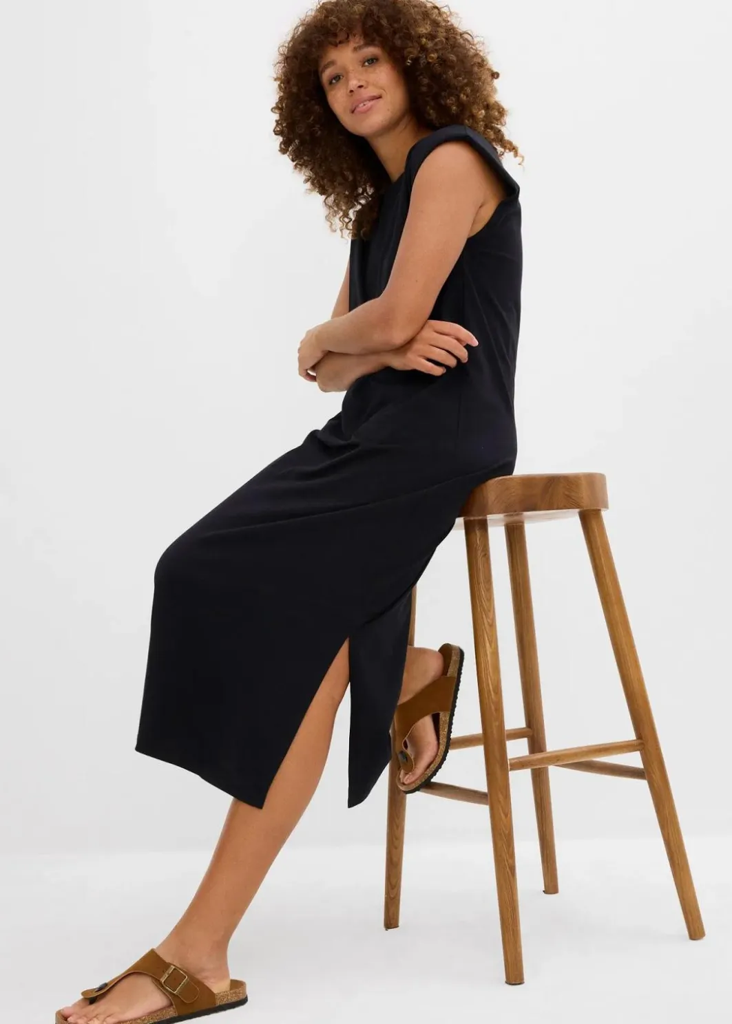 Damen bonprix Bekleidung·Röcke|Bekleidung·Pullover & Strickjacken|Shirtkleid mit Schulterpolstern aus reiner Bio-Baumwolle